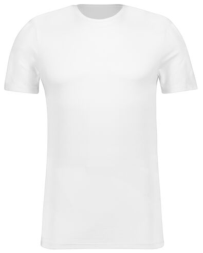 t-shirt homme slim fit col rond - avec bambou blanc XL - 34272513 - HEMA