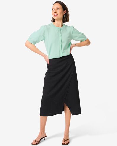 damesrok Nona structuur zwart - 36289575BLACK - HEMA