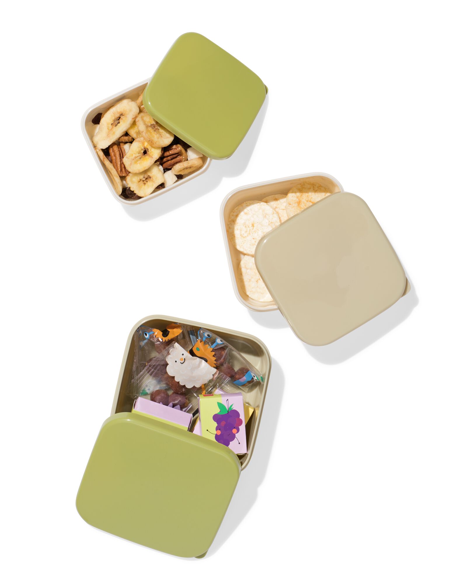 bo&icirc;tes &agrave; snacks vertes - 3 pi&egrave;ces - 80650214 - HEMA