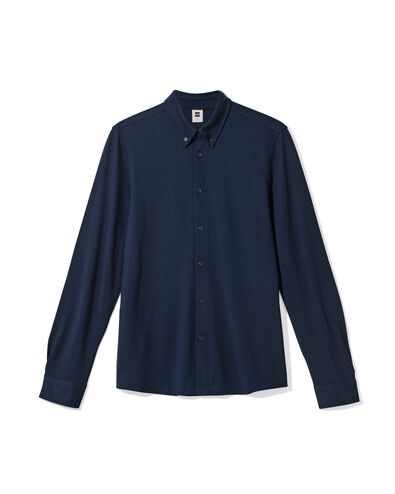 herenoverhemd Billy piqu&eacute; donkerblauw donkerblauw - 2101770DARKBLUE - HEMA