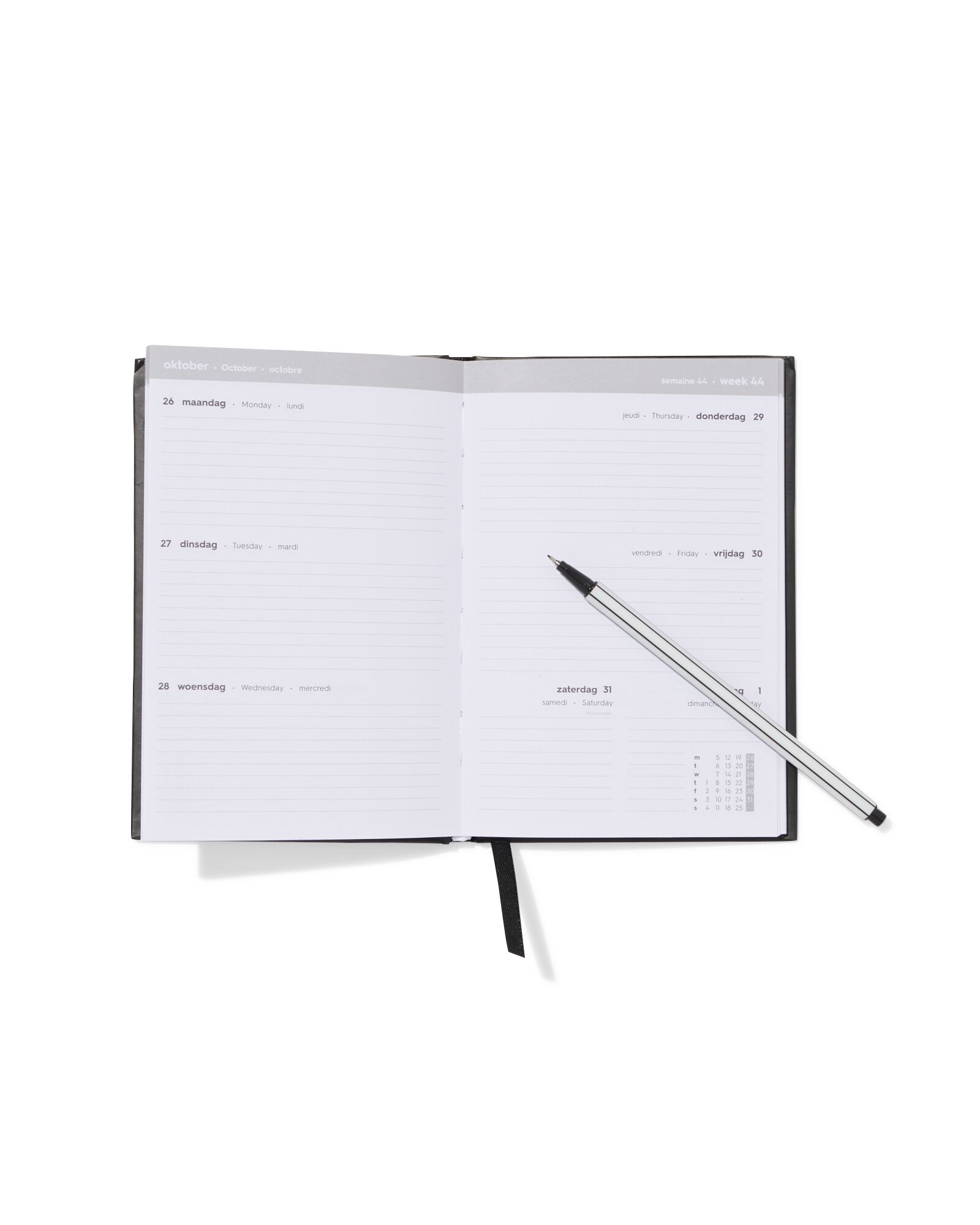 agenda scolaire 2026-2027, 12,5 x 18 x 1,2 cm, noir basique - 14505641 - HEMA