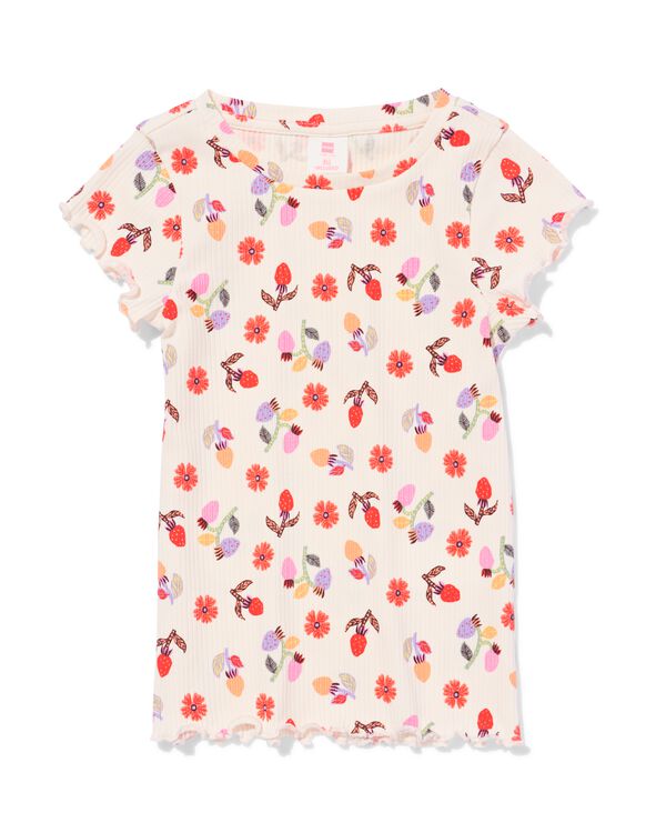kinder T-shirt jersey bloemen ecru ecru - 30866440ECRU - HEMA