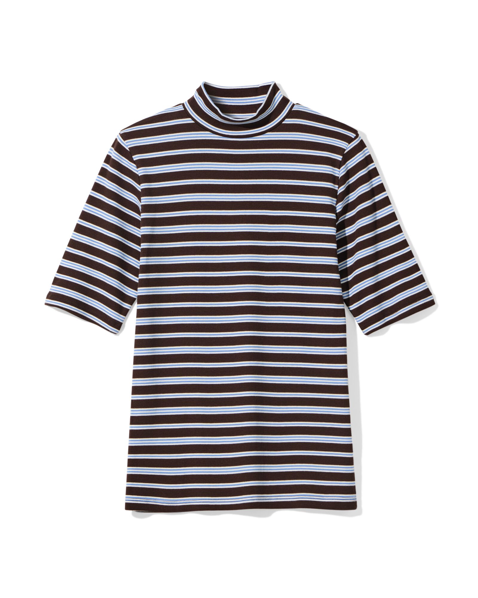 dames T-shirt Clara rib strepen zwart zwart - 36207150BLACK - HEMA