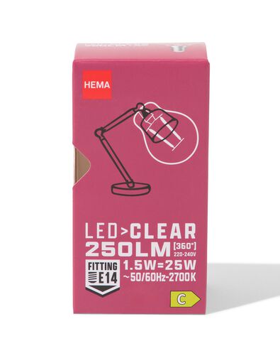 LED-Kugel, klar, E14, 1,5 W, 250 lm - 20000050 - HEMA