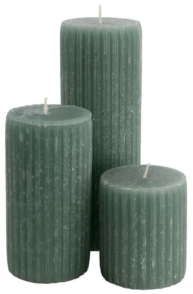 rustikale Kerze mit Relief grün grün - 1000025976 - HEMA
