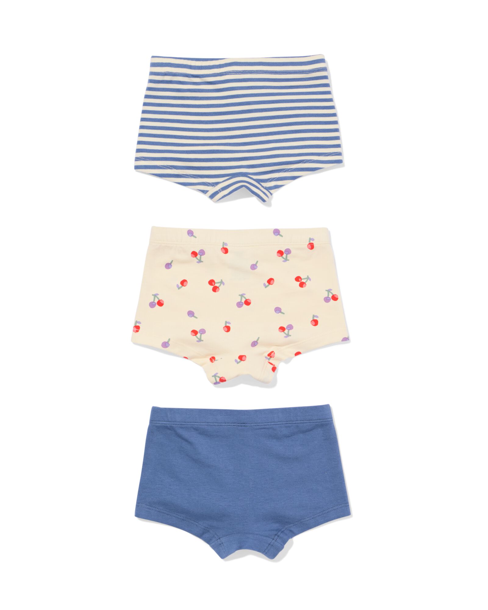 boxers enfant coton stretch cerises - lot de 3 bleu bleu - 19300340BLUE - HEMA