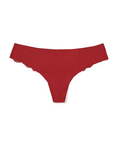 damesstring micro lasercut met kant donkerrood - 19661504DARKRED - HEMA