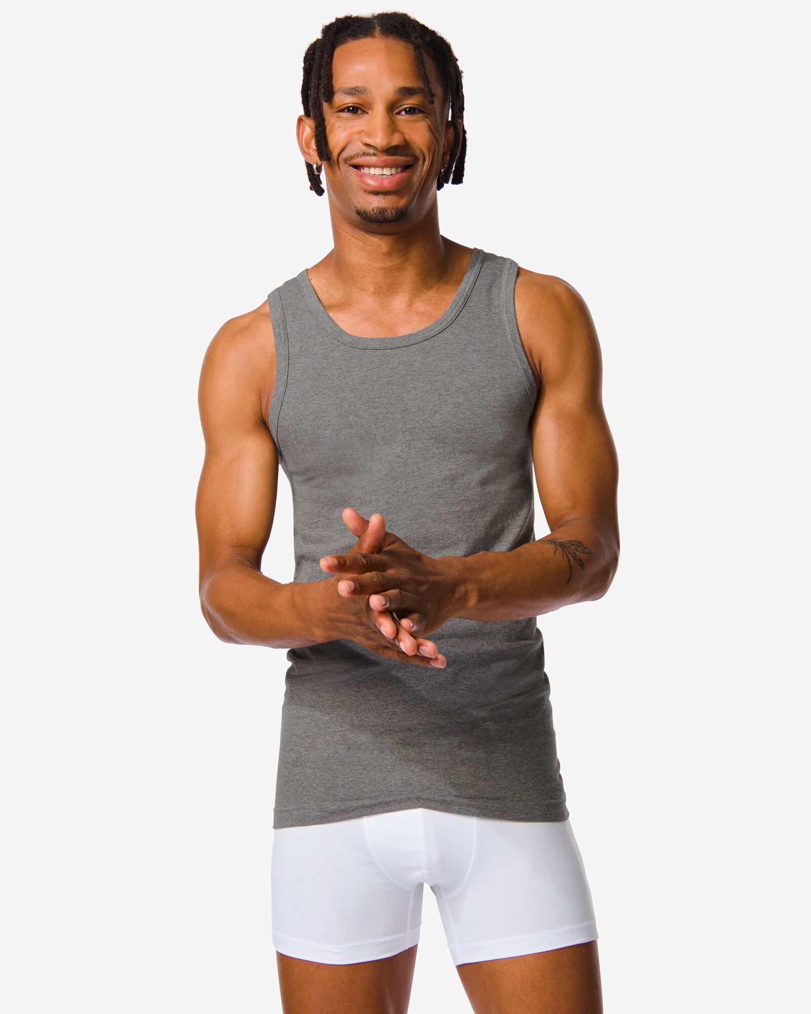 chemises homme sans couture perfect comfort - 2 pi&egrave;ces gris gris - 1000009849 - HEMA