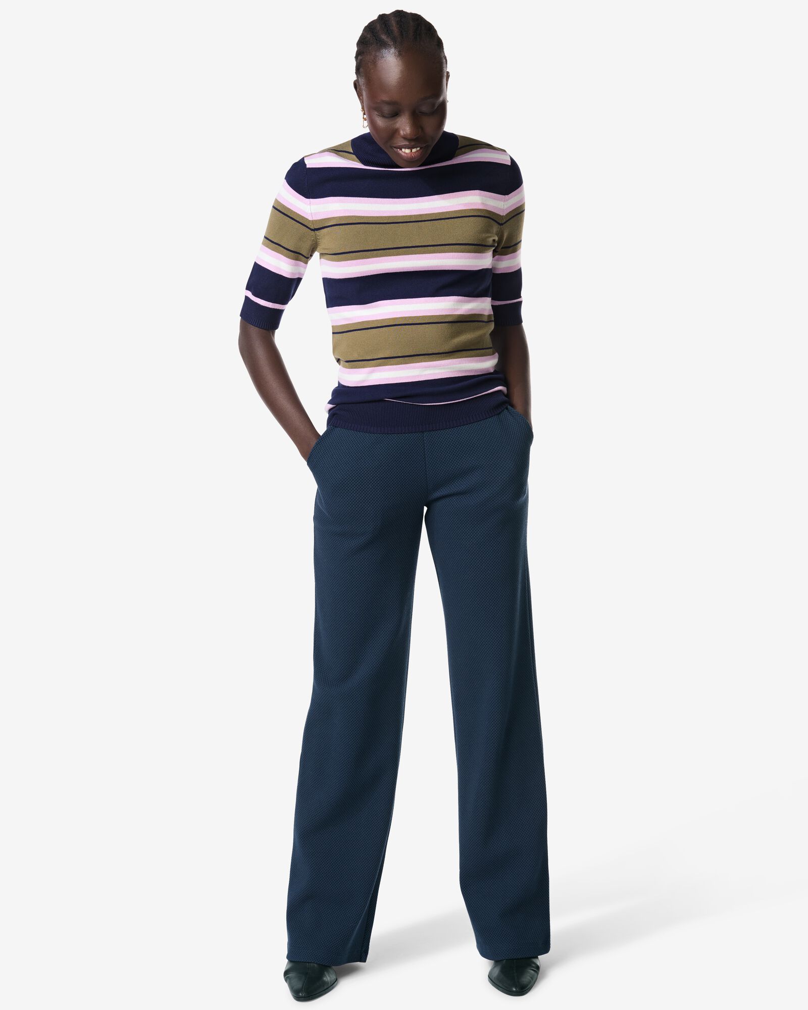damesbroek Kacey regular fit  donkerblauw donkerblauw - 36301780DARKBLUE - HEMA