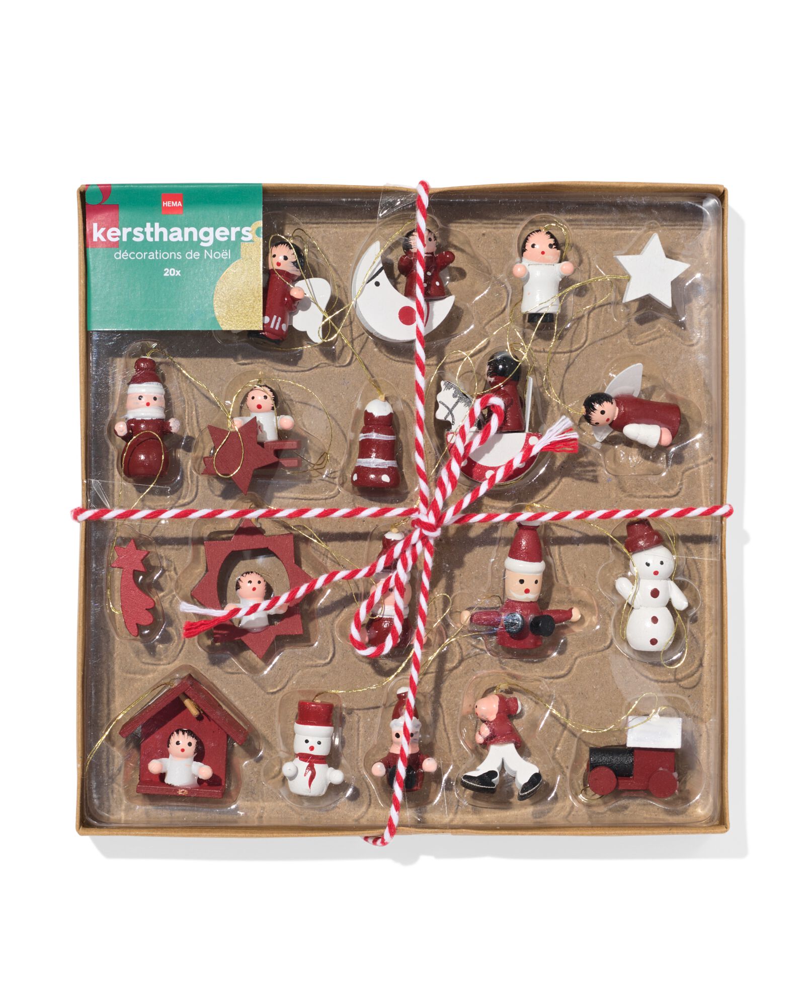 20 d&eacute;corations de no&euml;l en bois rouge - 25105732 - HEMA