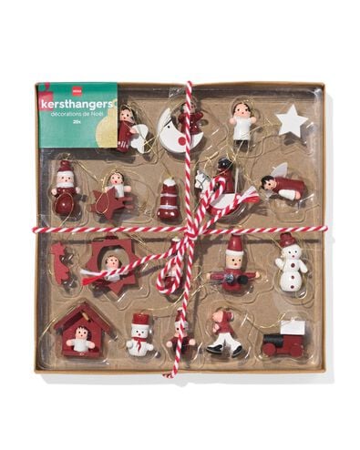 20 d&eacute;corations de no&euml;l en bois rouge - 25105732 - HEMA