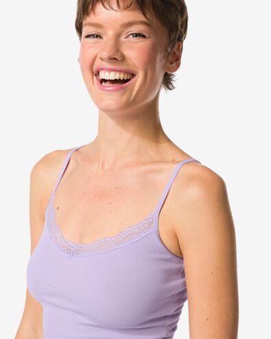 Damenhemd, Spaghettitr&auml;ger, mit Spitze lavendel - 19651251LAVENDER - HEMA