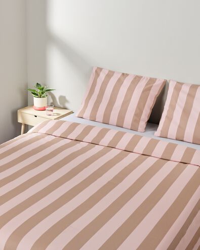 housse de couette 240x200/220 cm coton doux ray&eacute; rose - 5750148 - HEMA