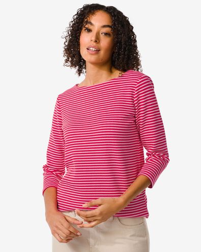 t-shirt femme Kacey avec structure rose foncé XL - 36253762 - HEMA