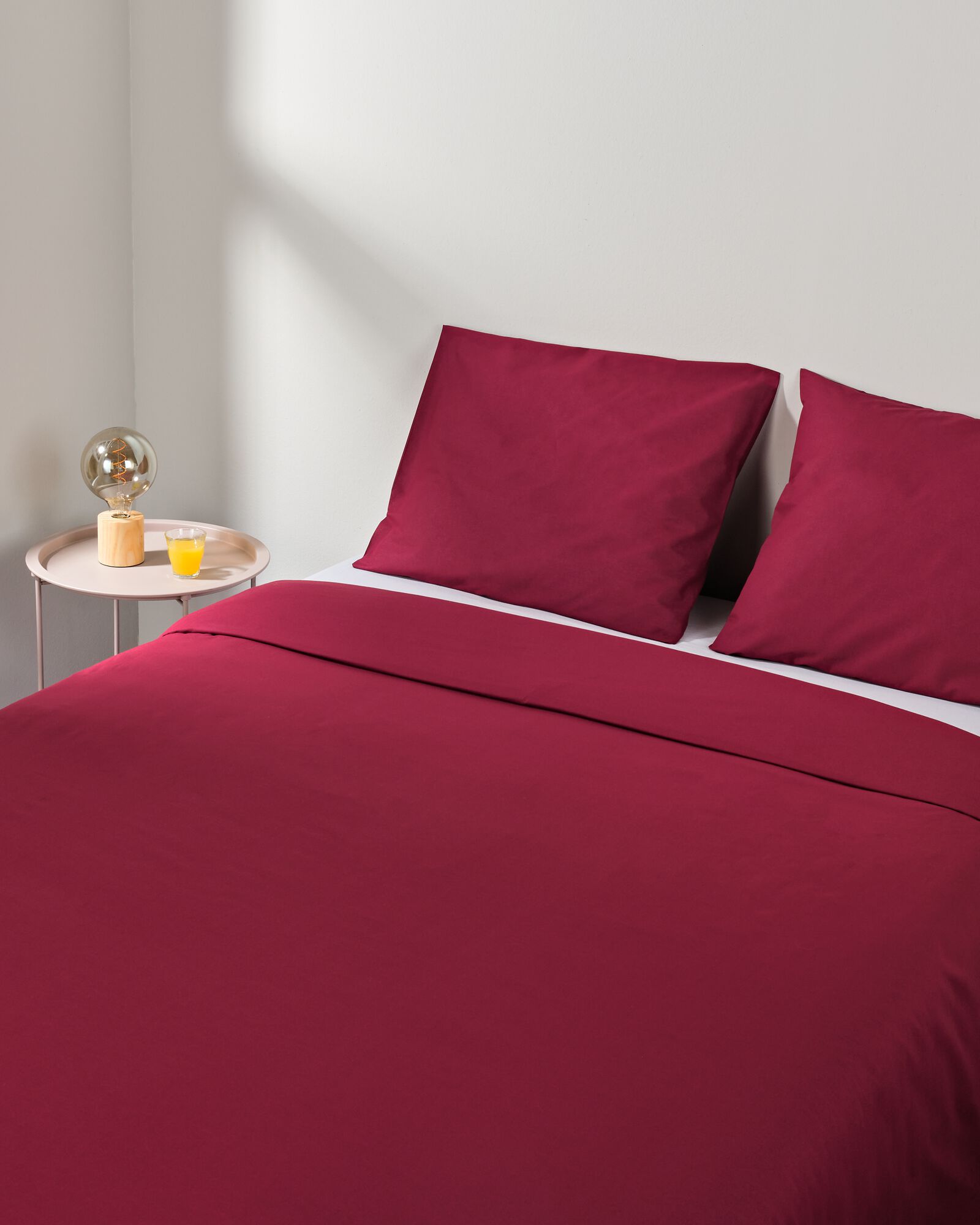 housse de couette 240x200/220 coton doux rouge - 5750178 - HEMA