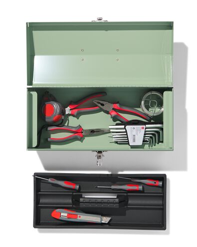 gereedschapskist 18x41x19 metaal groen - 81060023 - HEMA