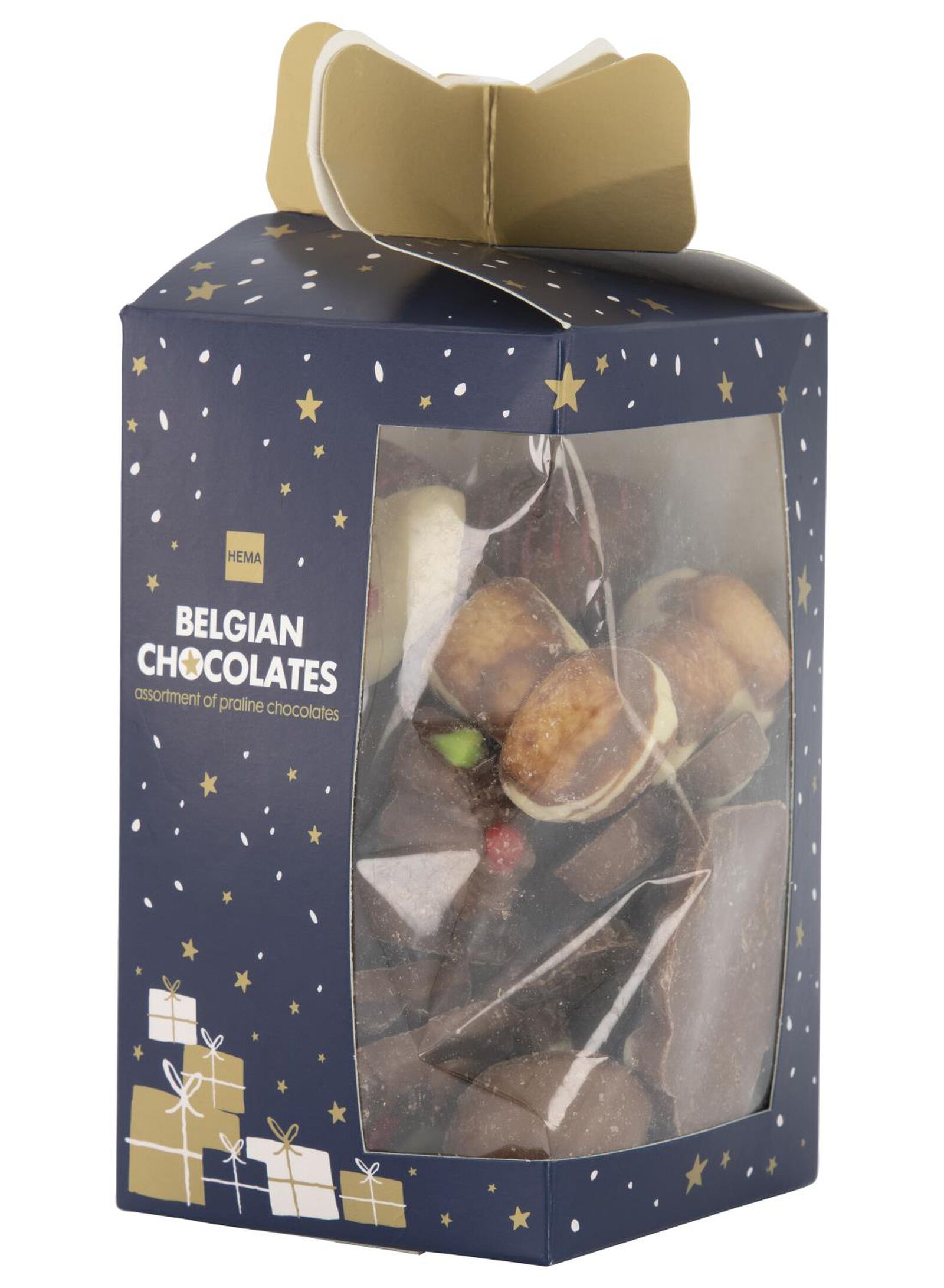 Boite de chocolats belges de Noël fourrés au praliné
