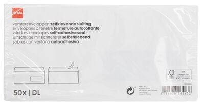 50 enveloppes fen&ecirc;tre &agrave; droite DL - 14100002 - HEMA