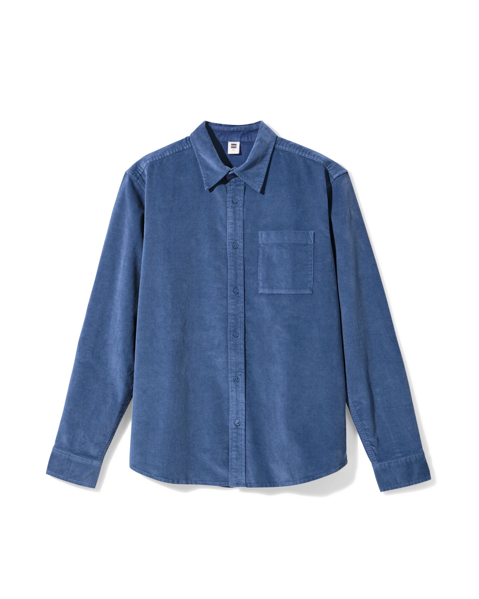 herenoverhemd Amir corduroy middenblauw middenblauw - 2170750MIDBLUE - HEMA