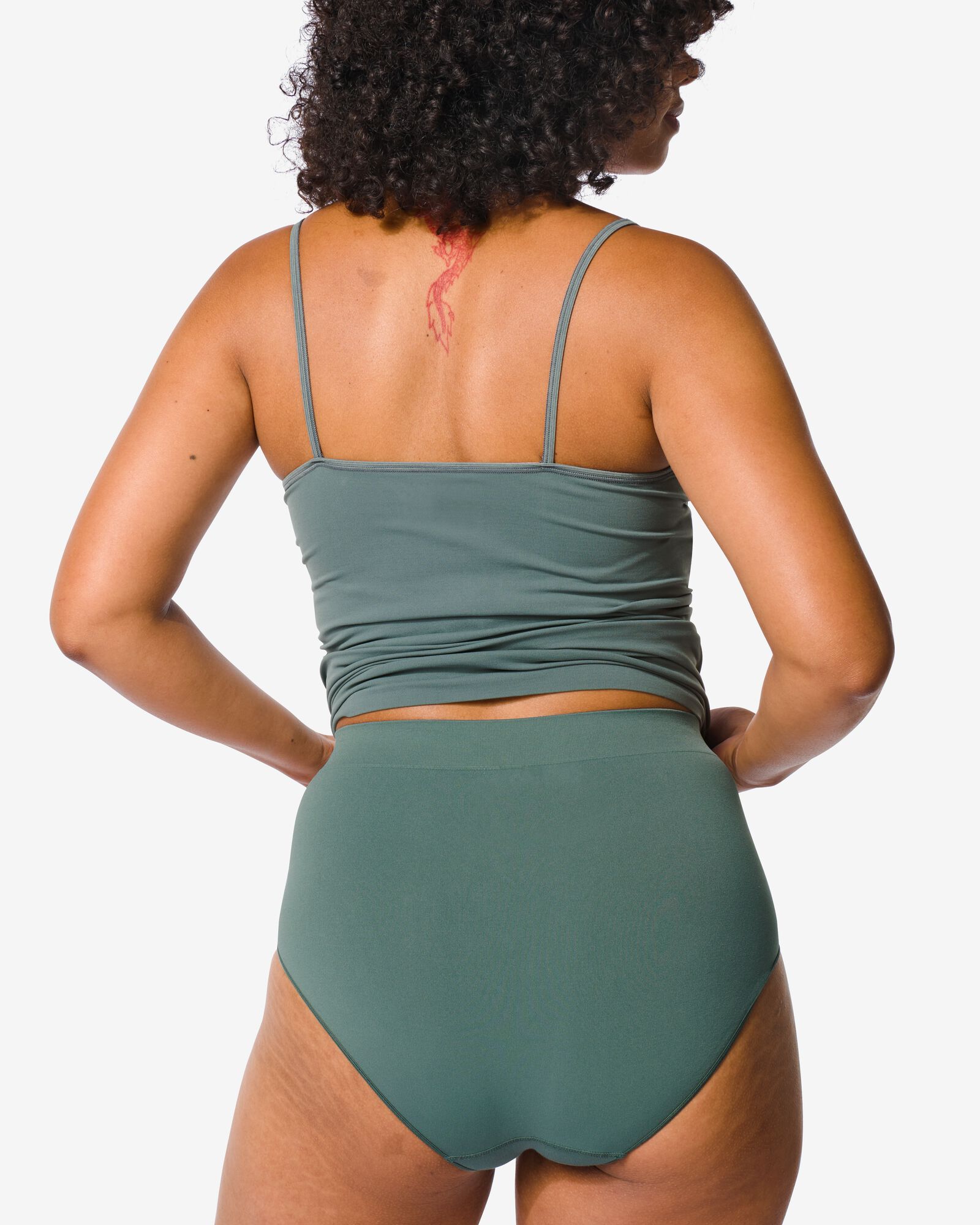 slip femme taille haute sans coutures micro vert M - 19680304 - HEMA