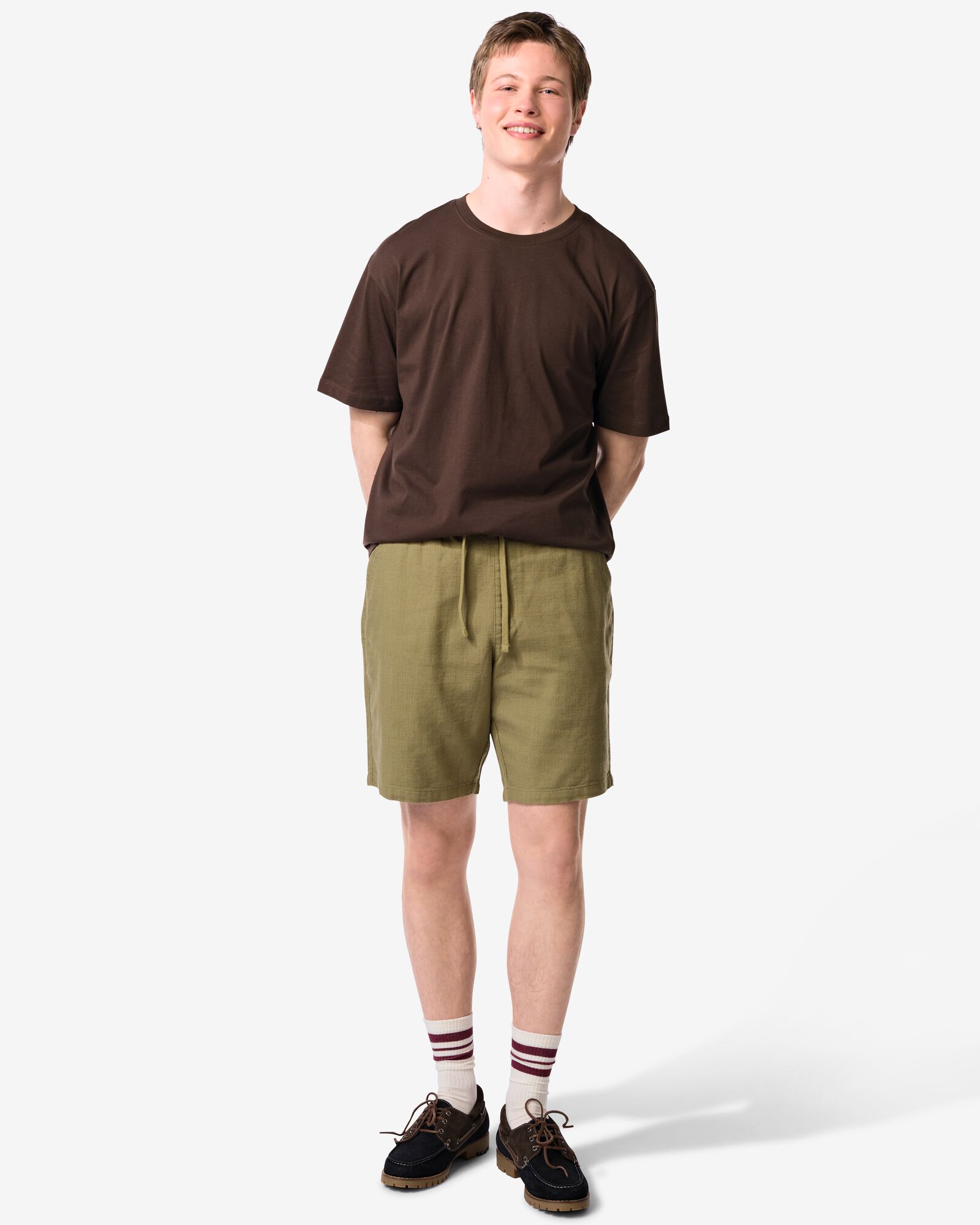 herenshort Wes regular fit poplin middengroen middengroen - 2149630MIDGREEN - HEMA