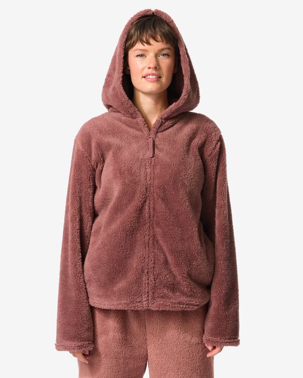 Damenstrickjacke Teddy mittelbraun mittelbraun - 23408050MIDBROWN - HEMA