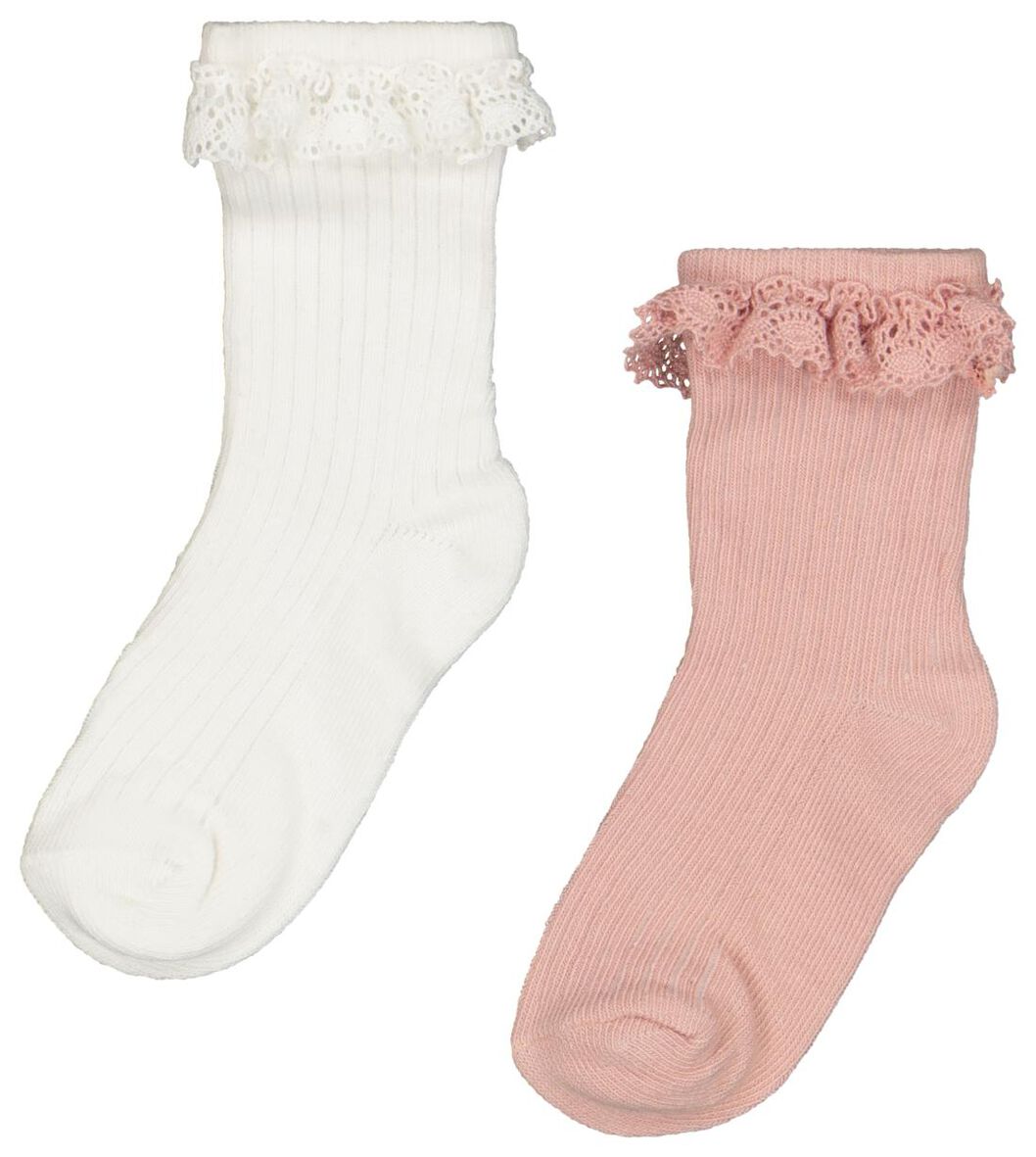2 paires de chaussettes bébé - dentelle rose 18-24 m - 4722619 - HEMA