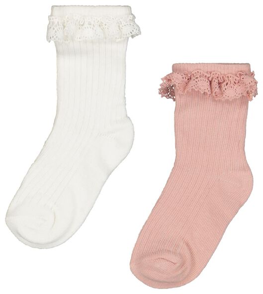 2 paires de chaussettes bébé - dentelle rose rose - 1000023523 - HEMA