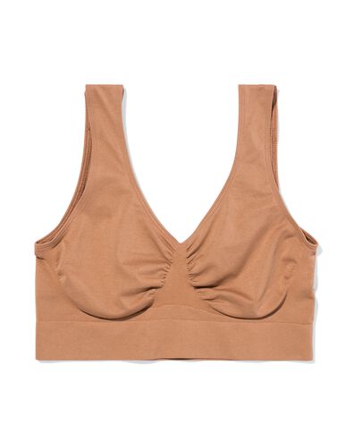 niet voorgevormde top zonder beugel naadloos middenbruin - 21807190MIDBROWN - HEMA