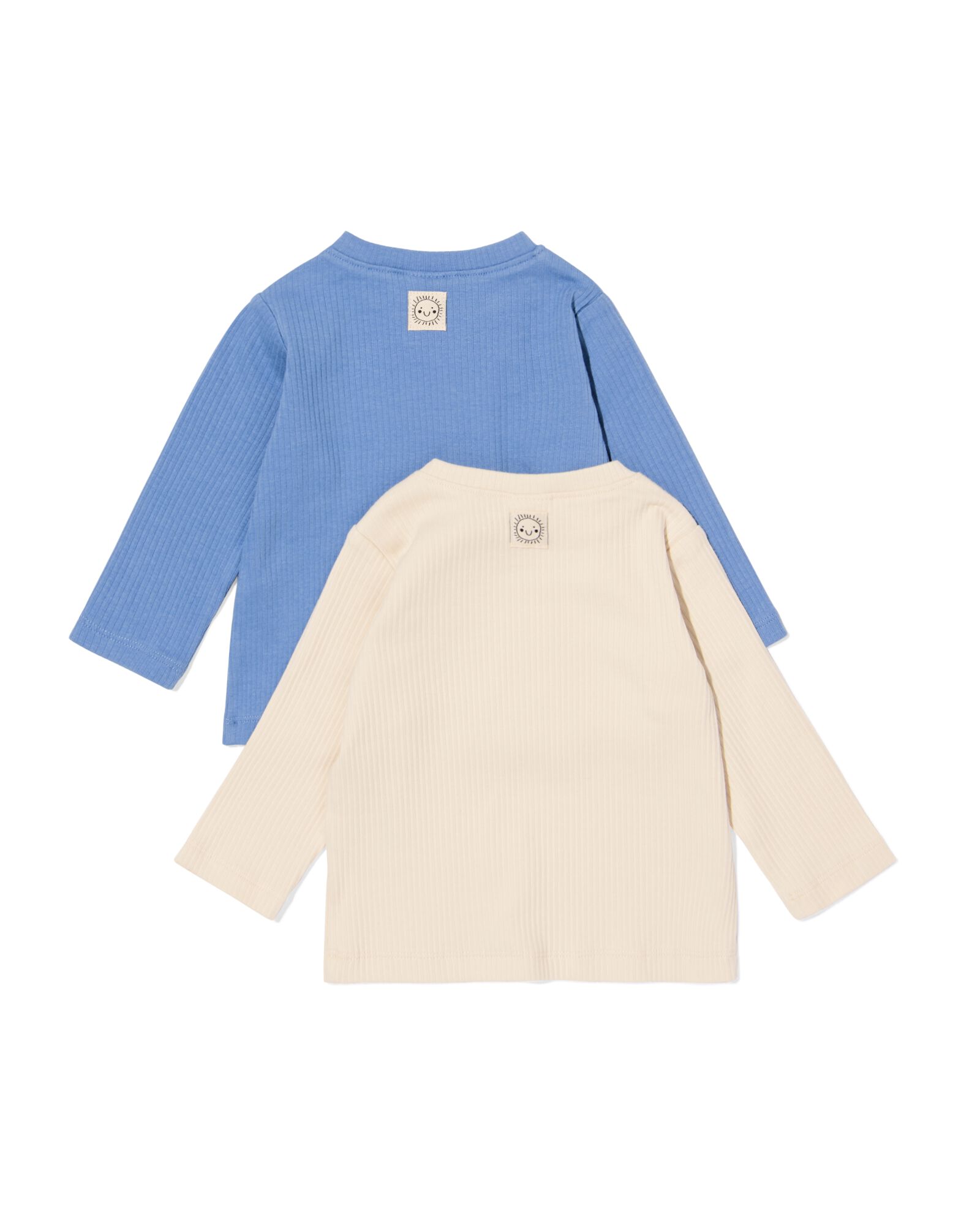 baby T-shirt rib jersey - 2 stuks blauw blauw - 33178970BLUE - HEMA