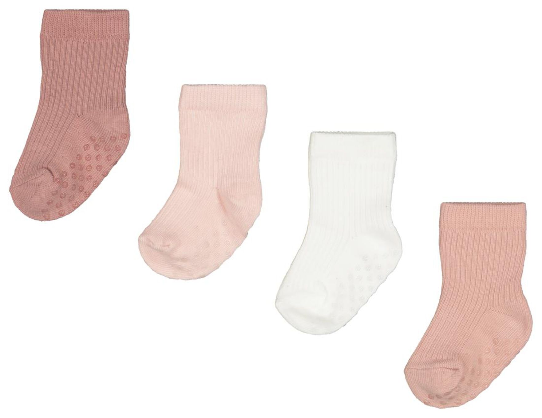 4 pairs baby socks ribbed pink - HEMA