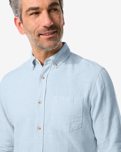 chemise homme avec lin bleu clair M - 2112441 - HEMA