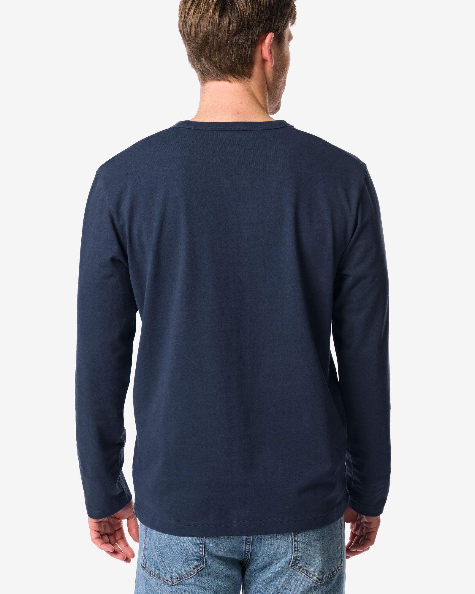 heren T-shirt Loek jersey strepen donkerblauw donkerblauw - 2101950DARKBLUE - HEMA