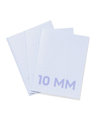3&nbsp;cahiers bleus format A5&nbsp;-&nbsp;&agrave; carreaux 10mm - 14120219 - HEMA