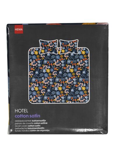 dekbedovertrek - hotel katoen satijn - blauw bloem multicolor - 1000014064 - HEMA