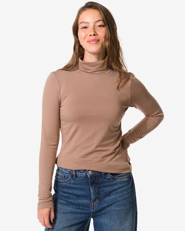 t-shirt thermique femme &agrave; col roul&eacute; rouge rouge - 36302610RED - HEMA