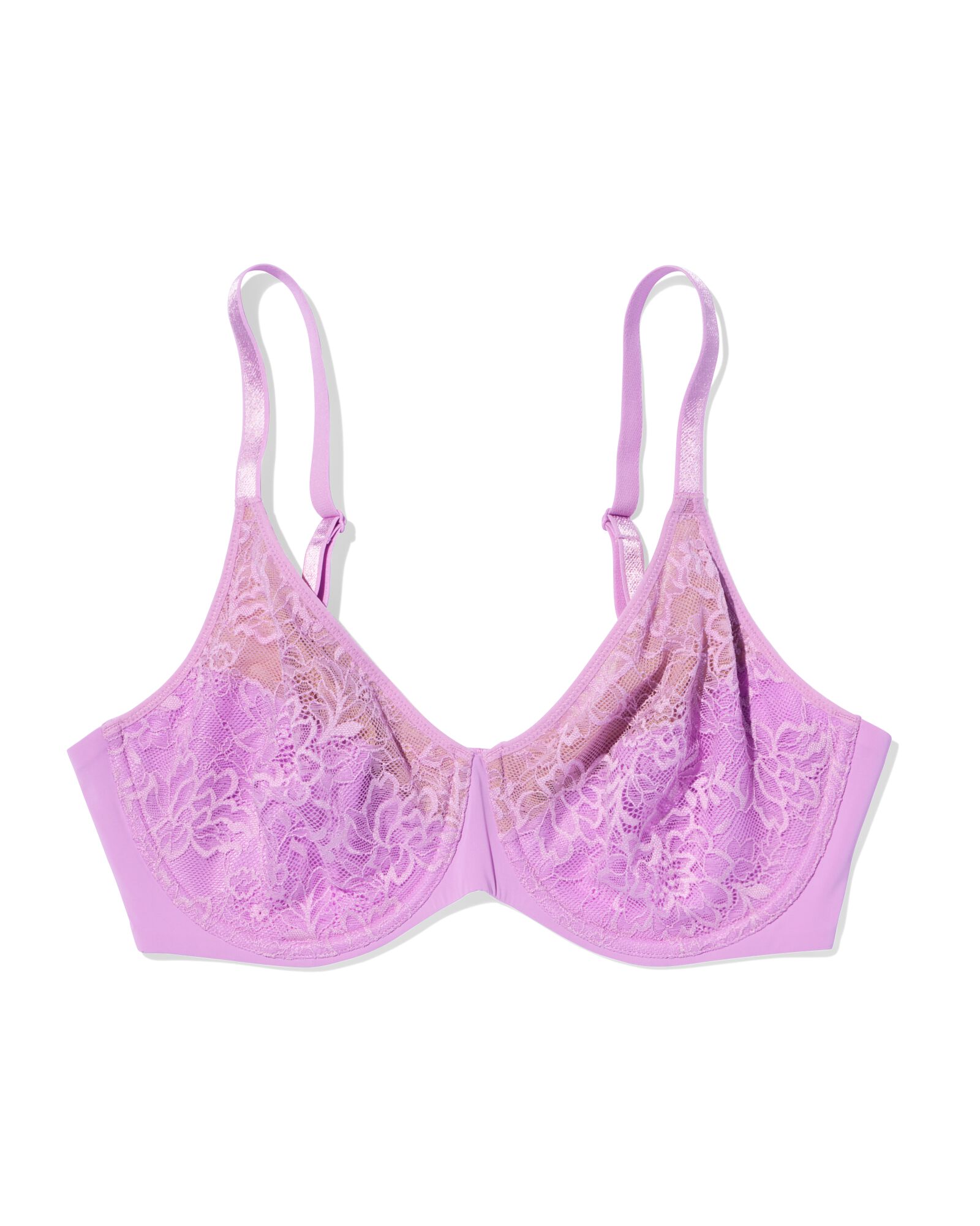niet voorgevormde kanten bh met beugel  paars paars - 21805905PURPLE - HEMA
