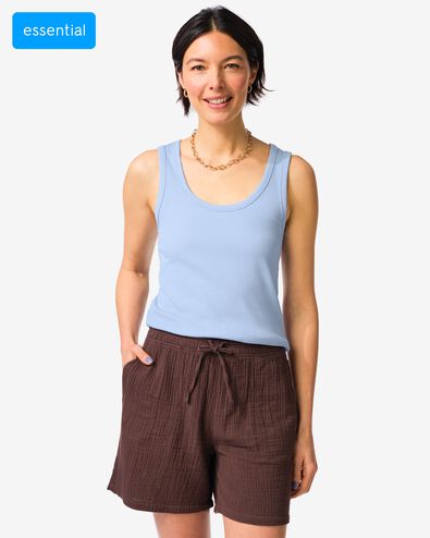 Damentop Anouk gerippt hellblau hellblau - 36310580LIGHTBLUE - HEMA