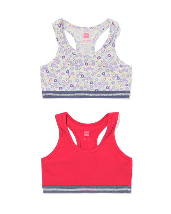 kinder crop top bloem - 2 stuks roze - 19380270PINK - HEMA