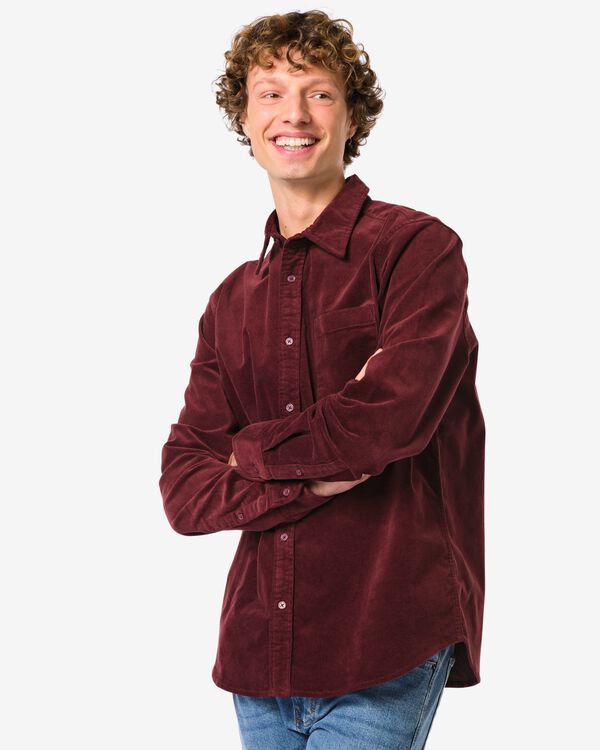 chemise homme velours côtelé bordeaux bordeaux - 2170730BURGUNDYRED - HEMA