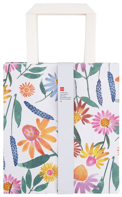 6er-Pack Geschenktaschen, Pappe, 20.5 x 18.5 x 8 cm, Blumen - 14700622 - HEMA