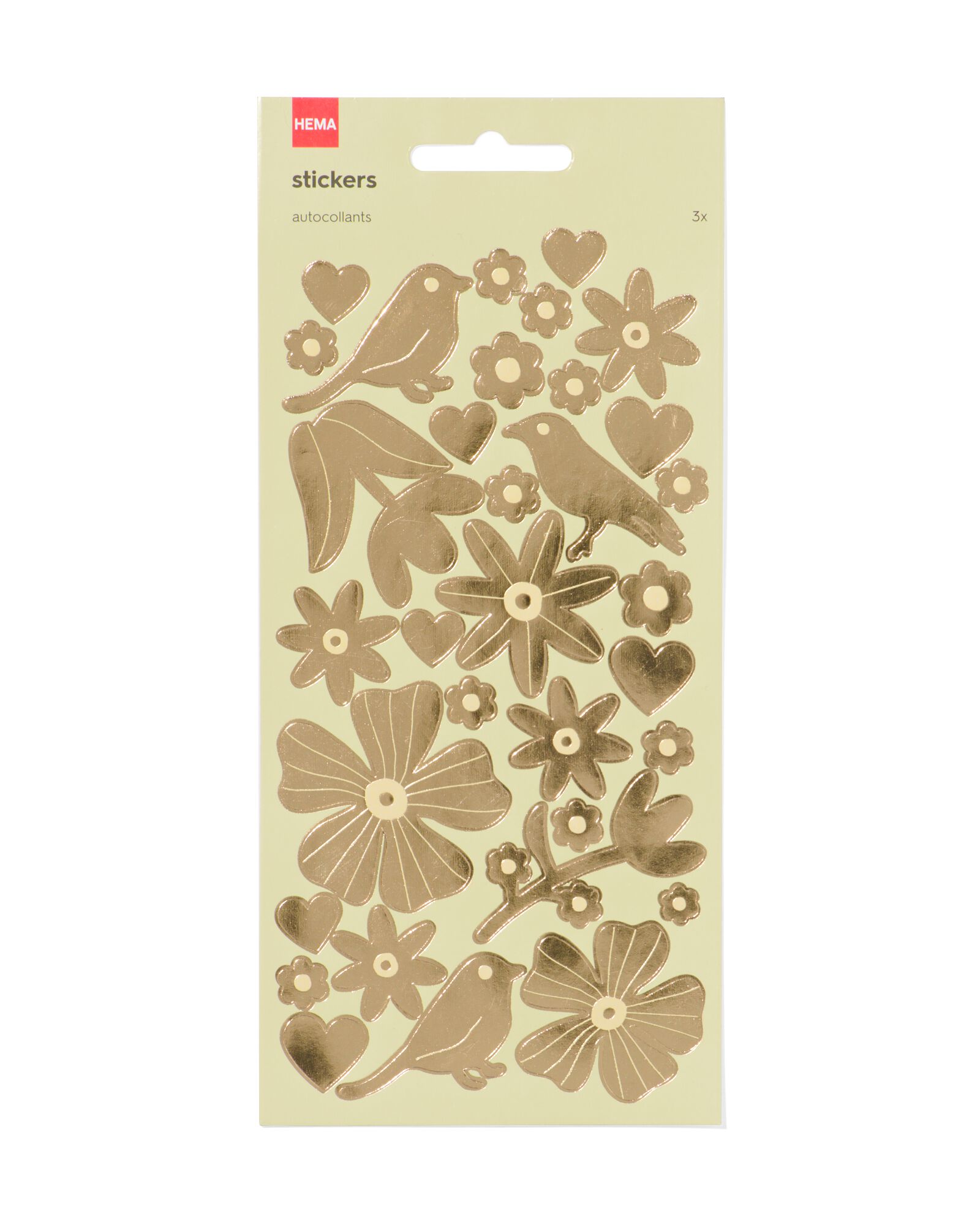 3 feuilles d&rsquo;autocollants 19x10 fleurs - 14170119 - HEMA