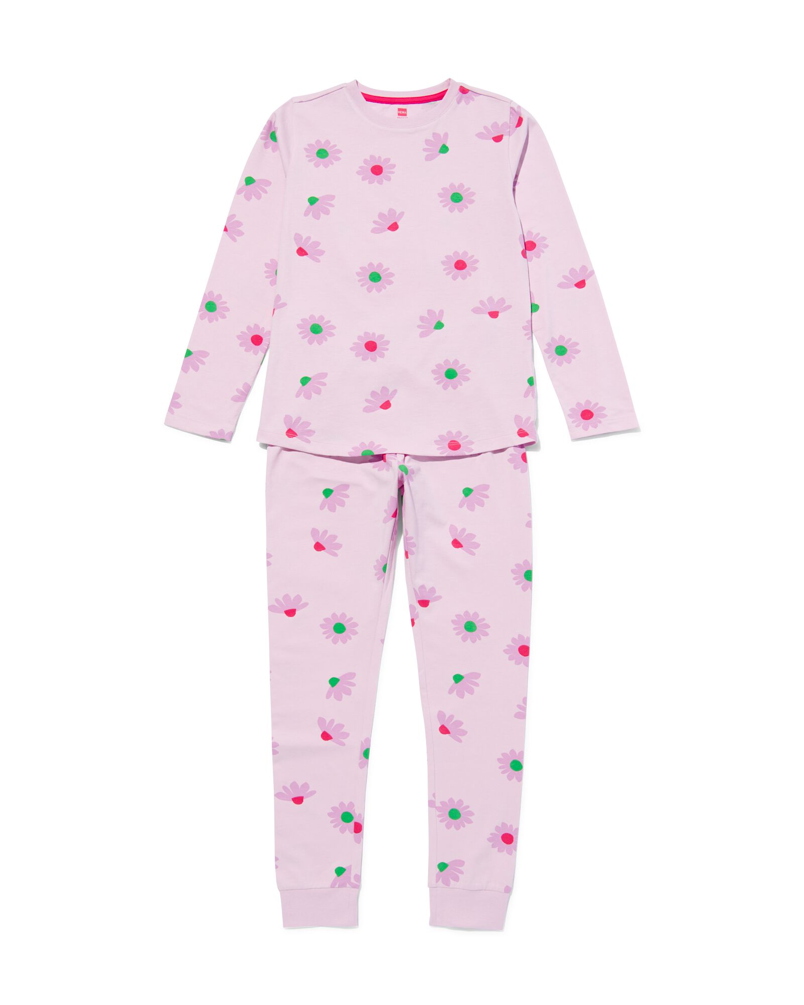 hema pyjama enfant coton stretch fleurs lilas (lilas)