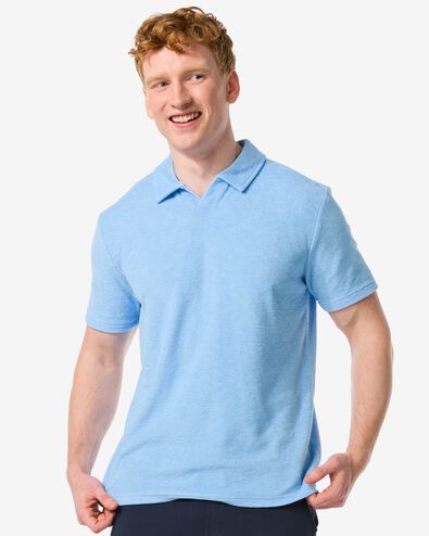 Herren-Poloshirt, Frottee blau L - 2116126 - HEMA