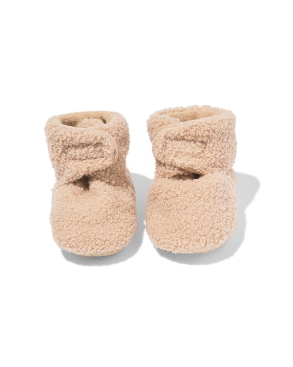 newborn sloffen teddy beige beige - 33200440BEIGE - HEMA