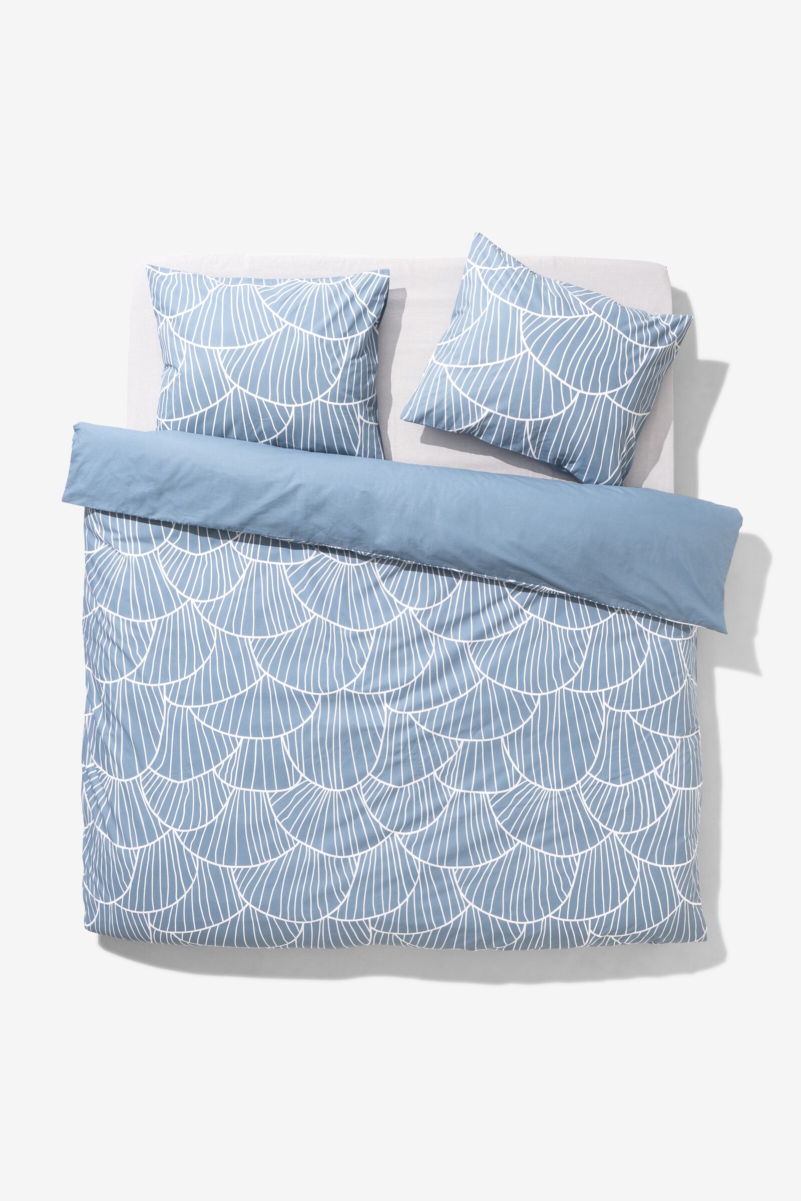 housse de couette 200x200/220 coton coquillages bleue - 5790192 - HEMA