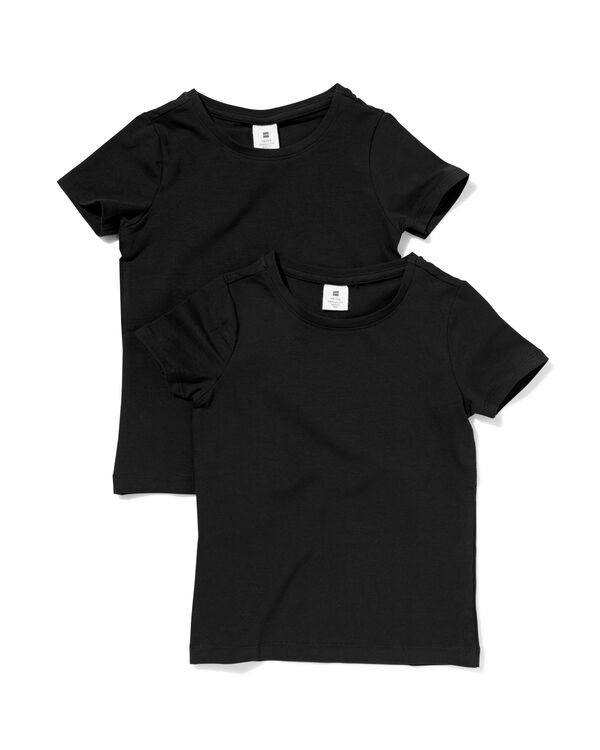 kinder t-shirts biologisch katoen - 2 stuks zwart zwart - 30835731BLACK - HEMA