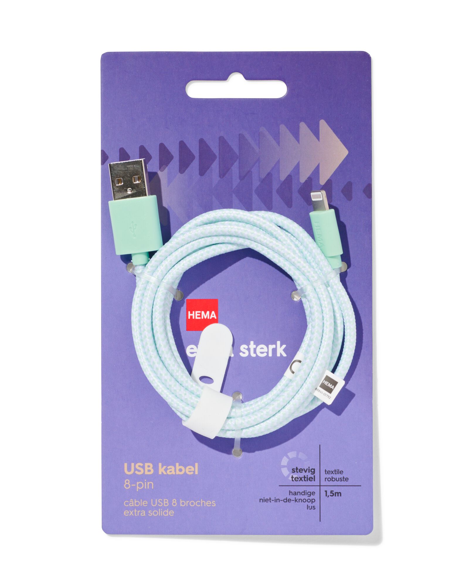 câble chargeur USB 8 broches 1,5m - 39630047 - HEMA