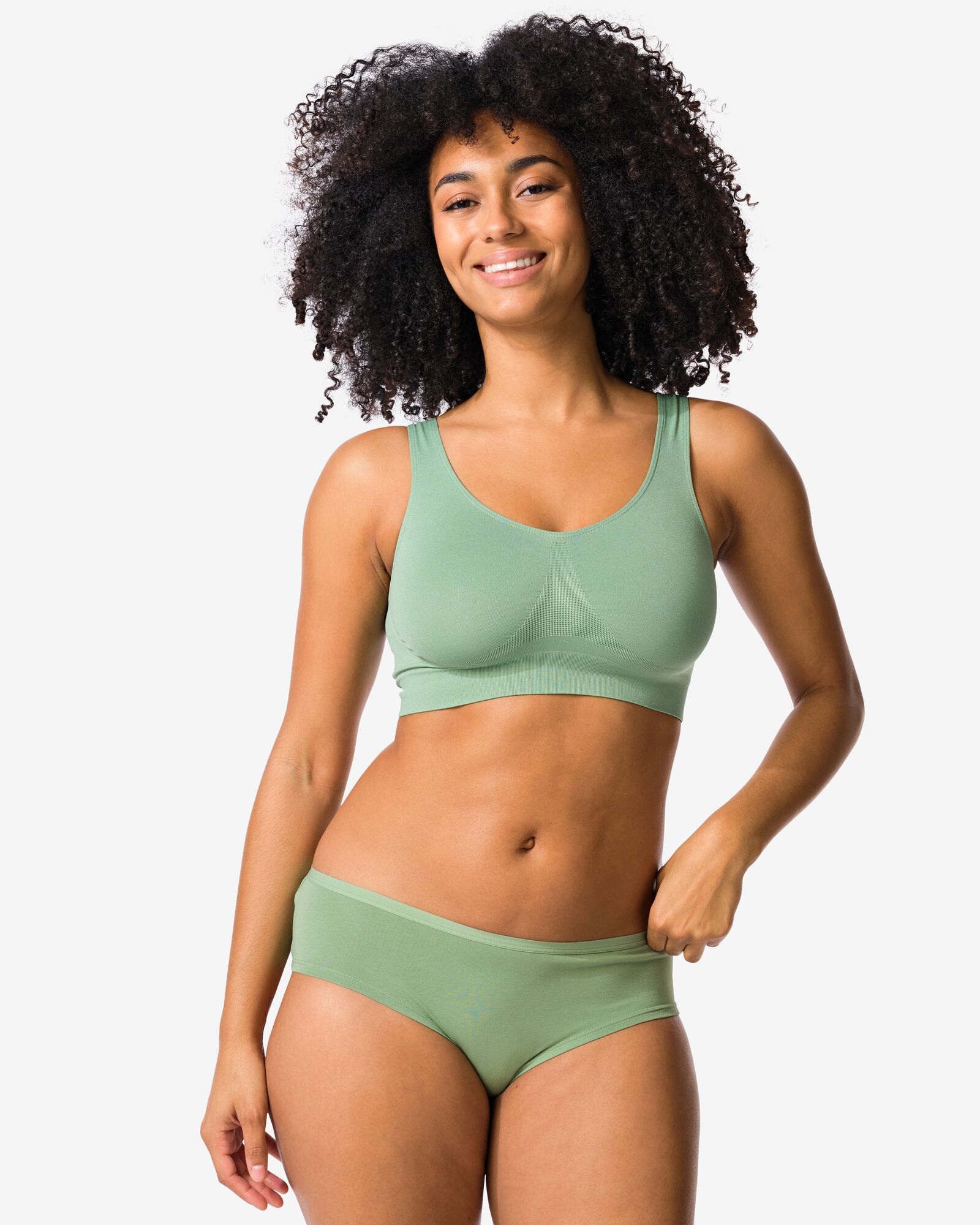 culottes hipsters femme coton - 2 pi&egrave;ces vert vert - 19602124GREEN - HEMA