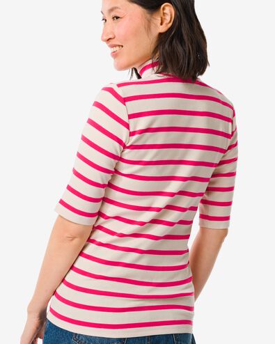 t-shirt femme Clara côtelé rose foncé L - 36255053 - HEMA